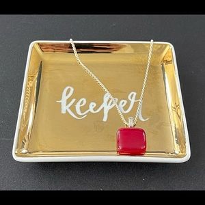 Fused Glass Pendant in A beautiful Candy Apple Red Color ❤️🍎